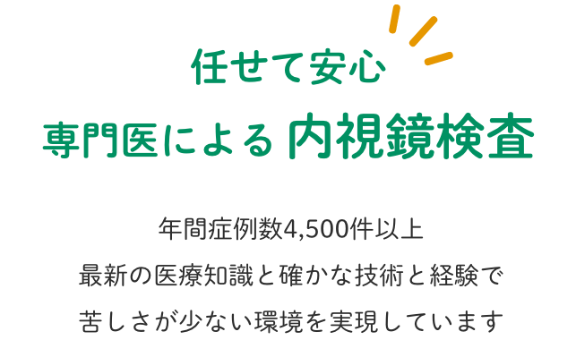 任せて安心専門医による内視鏡検査